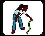 Decorated Mouse Pad with green, human, garter, body, snake, individuals, individual, persons, humans, holding, girl, people, person