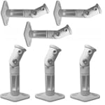 VideoSecu 6 White Universal Satellite Speaker Mounts / Brackets for Walls and Ceilings