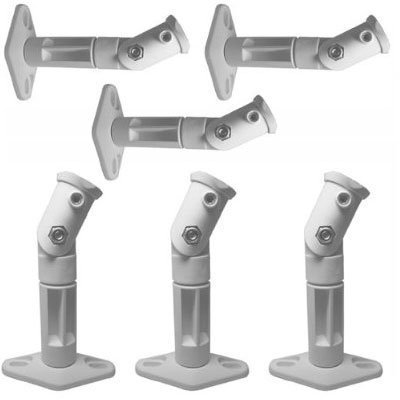 VideoSecu 6 White Universal Satellite Speaker Mounts / Brackets for Walls and Ceilings MAK