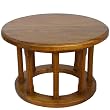 Handmade Asian Furniture - 24" Round Acacia Wood Coffee Table / Cocktail Table With Rich Finish