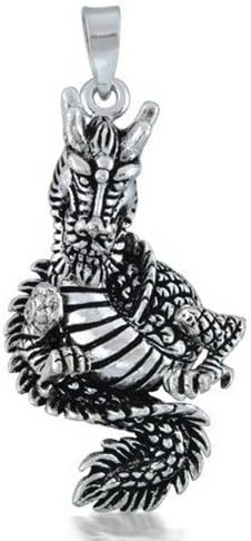Bling JewelryUnisex Vintage Astrology Horoscope Zodiac Sign Pendant Necklace for Men Women Oxidized Antiqued .925 Sterling Silver All Constellation & Dragon Chinese