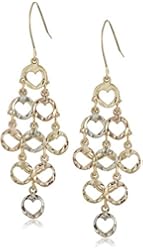 14k Gold Tri-Tone Circle Chandelier Dangle Earrings