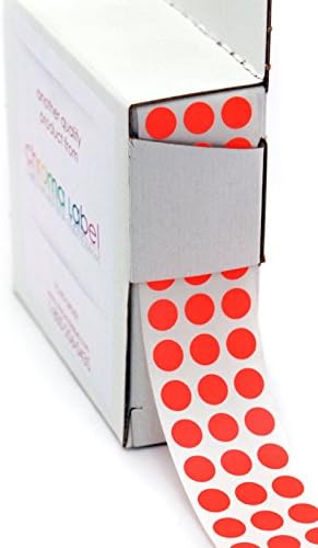 ChromaLabelChromaLabel 0.25 inch Fluorescent Red-Orange Sticky Color Coding Dot Stickers, Ideal for Pricing, Office Supplies, Teachers, Comes with Handy Dispenser - Great for Retail, Manufacturing, Recreation