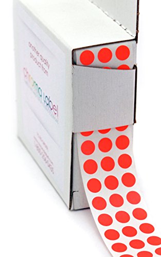 ChromaLabelChromaLabel 0.25 inch Fluorescent Red-Orange Sticky Color Coding Dot Stickers, Ideal for Pricing, Office Supplies, Teachers, Comes with Handy Dispenser - Great for Retail, Manufacturing, Recreation