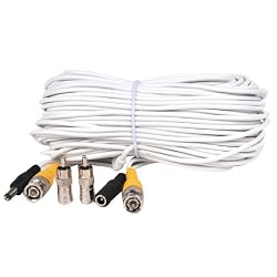 VideoSecu 100 Feet Video Power BNC RCA White Cable Wire for CCTV Security Cameras CBV100W WD2
