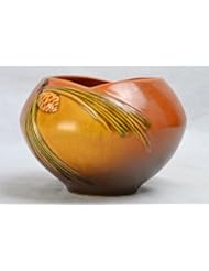 Home: Roseville Pottery 1953 Pine Cone Bowl (Shape 441-4) Brown - Roseville Pottery