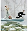 Gone Fishing Bride Groom Comical Wedding Cake Topper