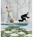 Gone Fishing Bride Groom Comical Wedding Cake Topper