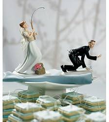 Gone Fishing Bride Groom Comical Wedding Cake Topper