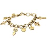 Gold Plated Stainless Steel Charm Bracelet 7.5 Inches to 9 Inches