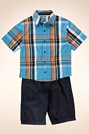 2 Piece Pure Cotton Check Shirt & Shorts Outfit