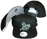 Oakland A's Black Low Profile Snapback Adjustable Plastic Snap Back Hat / Cap - Size Low Profile Adult OSFA - (Sz. 6 7/8 - 7 5/8)