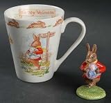 Royal Doulton Bunnykins (Albion Shape) Mug & Figurine Set-To My Valentine, Fine China Dinnerware