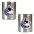 Vancouver Canucks 2pc Stainless Steel Can Holder Set- Primary Logo NHL Hockey