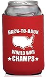 Funny Guy Mugs Back-To-Back World War Champs Neoprene Can Coolie, Red