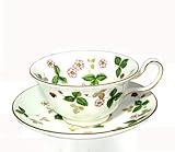 ウェッジウッド(WEDGWOOD)ワイルドストロベリー ティーカップ&ソーサー ピオニー【並行輸入品】