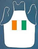 Cote d'Ivoire Flag BBQ Barbeque Apron with 2 Pockets White