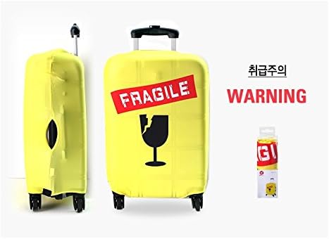 HEAVEN Carrier Cover, #YELLOW FRAGILE M size, I love travel, Travel Luggage Carrier cover, Made in Korea, Korean Style, Kstyle