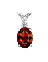 Original Star K (tm) Large 14x10mm Oval Simulated Garnet Pendant in 925 Sterling Silver