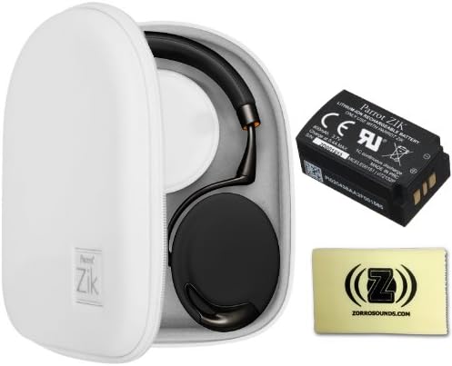 Parrot Zik Touch-Activated Bluetooth Headphones (Black/Gold) Bundle with Parrot Zik White Case, Parrot Zik Battery (3.7V - 800mAh) and Custom Designed Zorro Sounds Cleaning Cloth