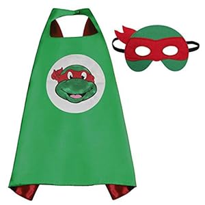 (TMNT (red)) ROXX Superhero Kids Girl Boy Cape and Mask Costume for Child