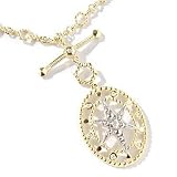 14K White / Yellow Gold 18 Diamond Accent Star Collection Necklace