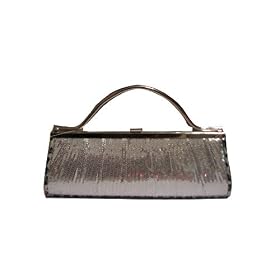 Mandarini Silver Sequin Leopard Print Hardbody Clutch or Evening Bag -- SwankySwans