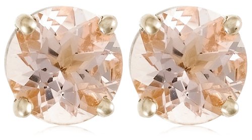 14k Choice of White or Yellow Gold 5mm Morganite Round Stud Earrings
