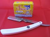 Parker SRW Stainless Steel Straight Edge Barber Razor & 120 Shark Super Stainless Blades