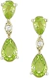 10K Yellow Gold .03 ctw Diamond and Peridot Drop Earrings