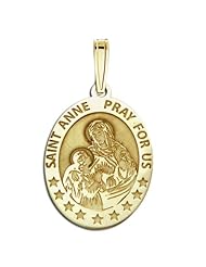 Saint Anne Medal - Available in Solid 14K Yellow or White Gold, or in Sterling Silver