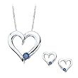 Blue Diamond Heart Jewelry Set in 10K White Gold
