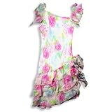 Biscotti - Girls Sleeveless Silk Floral Dress, Pink, White