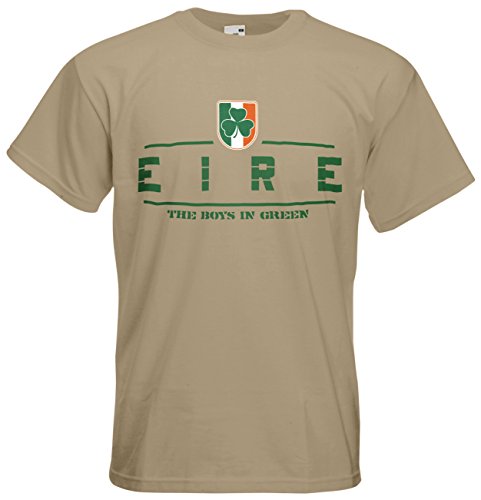 Irland Eire EM 2016 Fanshirt T-Shirt Trikot (Khaki, S)
