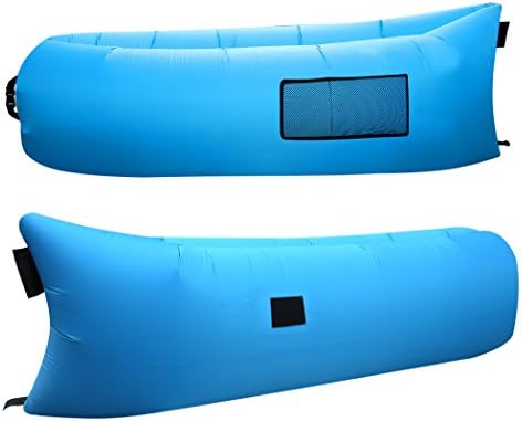 SaucyShop Outdoor Inflatable Lounger Nylon Fabric Beach Lounger Convenient Compression Air Bag Hangout Bean Bag Portable Dream Chair (Blue)