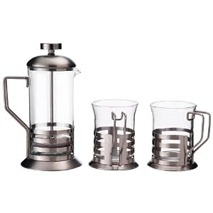 Primula Glass 3-Cup Coffee Press with 2 Matching Cups