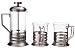 Primula Glass 3-Cup Coffee Press with 2 Matching Cups