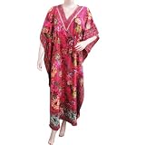 Ibaexports Long Magenta Polyester Kaftan Women Wear Beach Cover Up Gown Evening Dress Free Size Xl