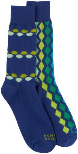 Funky Socks Men's 2 pack Colorful Patterned Casual Crew Socks (2 pairs)