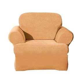 Stretch Pique T-Cushion Sofa Slipcover - Camel by -