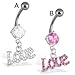 Love belly button ring clear - A