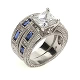 Audrina's Sapphire and Diamond CZ Silver Ring Set