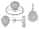 10KT WG 1.00CTW DIAMOND RING EARRINGS AND PENDANT SET