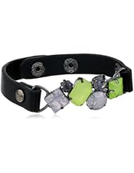 Steve Madden Lime Green and Purple Gem Snap Bracelet, 7.5"