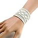 Bling Bling Crystal Rhinestones Colorful Beads Spike Soft Comfortable Velvet, Double Adjustable Size Button Clasps Friendship Bracelet,8 Inch (01. White)