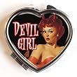 Womens Hand Made Retro "Devil Girl Heart" Compact Mirror Case