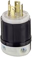 Leviton 2711 30 Amp, 125/250 Volt, NEMA L14-30P, 3P, 4W, Locking Plug, Industrial Grade, Grounding - Black-White