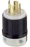 Leviton 2711 30 Amp, 125/250 Volt, NEMA L14-30P, 3P, 4W, Locking Plug, Industrial Grade, Grounding - Black-White