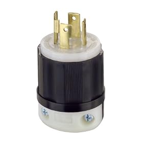 Leviton 2711 30 Amp, 125/250 Volt, NEMA L14-30P, 3P, 4W, Locking Plug, Industrial Grade, Grounding - Black-White