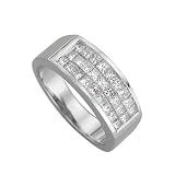 14K White Gold 1 ct. Three Roll Princess Cut Diamond Wedding Band